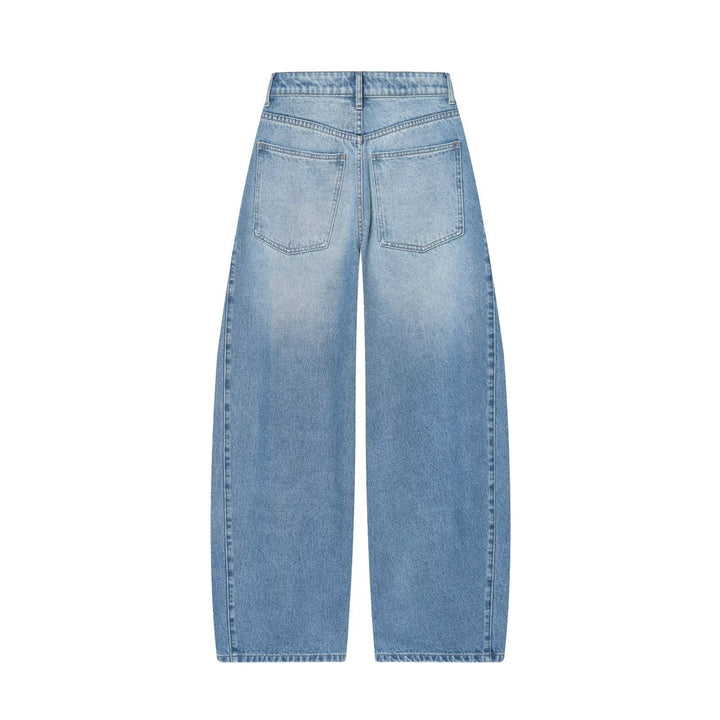 Women's Wide Cropped Denim Culotte with High Waist and Center Seam Amarae