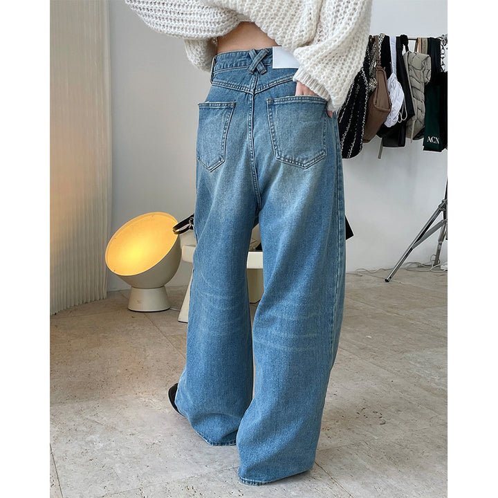 Women's High-Waisted Baggy Jeans with Extra Wide Leg and Clean Pockets