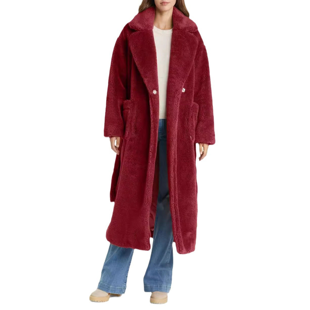 Ladies Long Cozy Robe with Belt and Pockets Lune London