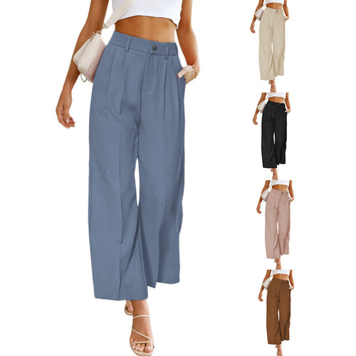 Women's high-waisted wide-leg pants with pleats and elegant cut Amarae