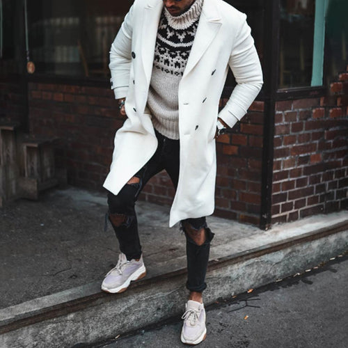 Elegant long-cut men's coat with double-breasted buttons Amarae