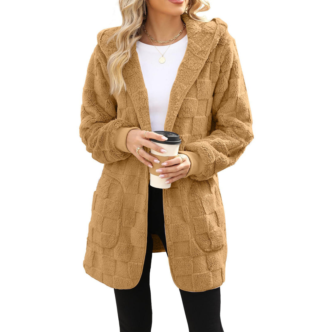 Women cozy fleece coat with hood Lune London