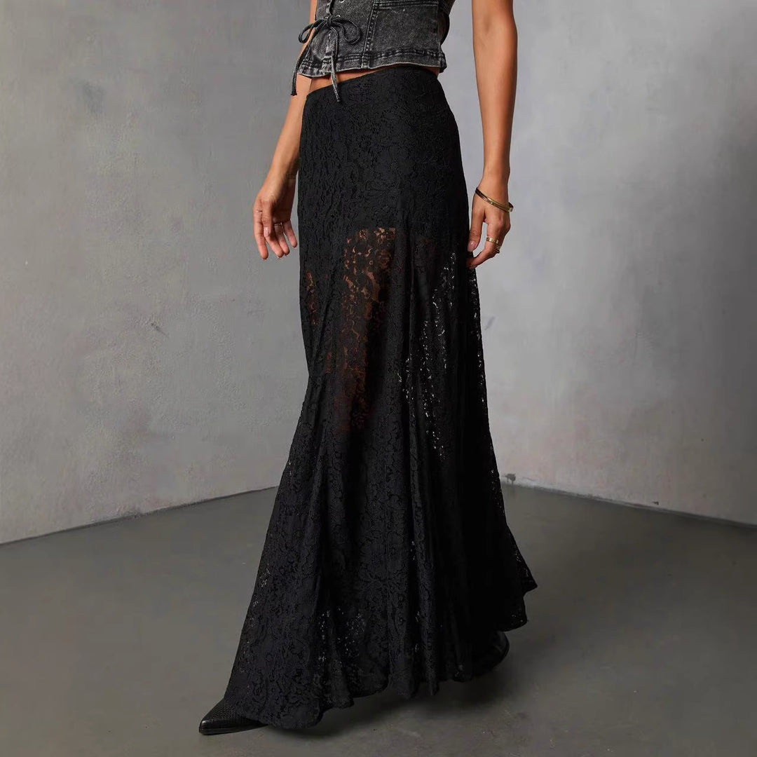 Long lace skirt for women with a fluid cut and high waist Chic & Stil