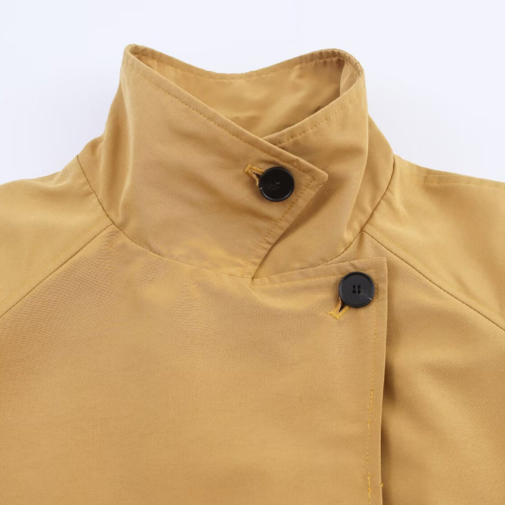 Lune London women's fashion transition jacket with high collar and double row of buttons