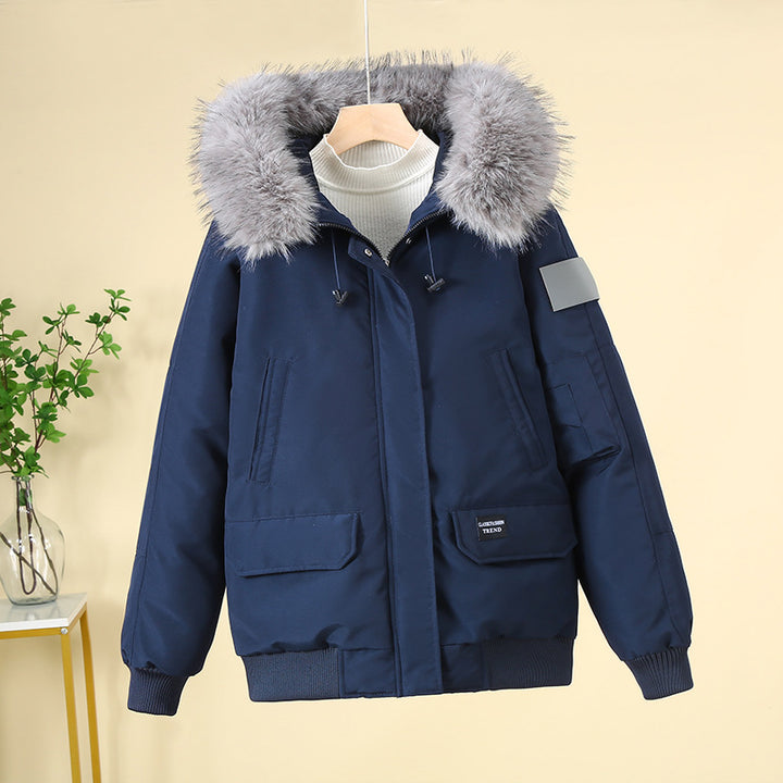 Women winter coat with removable faux fur collar and large pockets Lune London