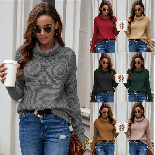Pull en tricot pour femme avec col haut et design texturé Chic & Stil