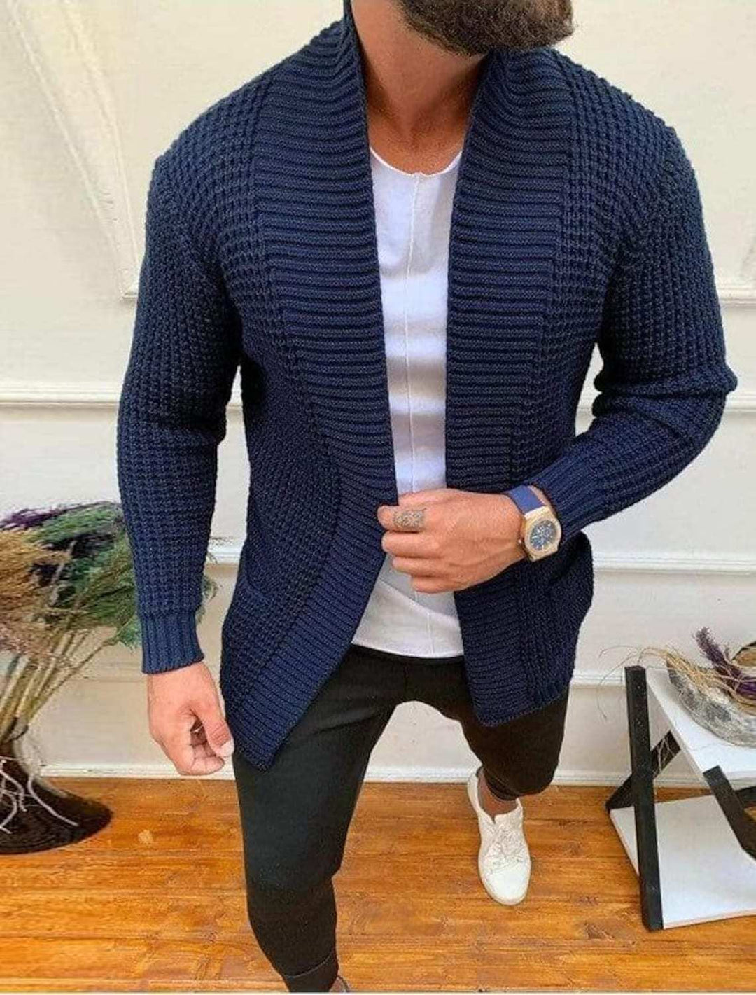Men's knit jacket with modern fit Lune London