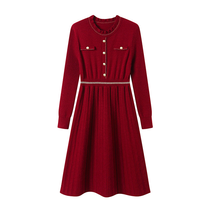Knit dress for women with an elegant back and a high collar Lune London