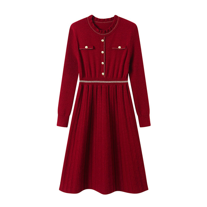 Knit dress for women with an elegant back and a high collar Lune London