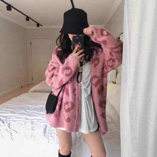 Comfortable knitted cardigan for ladies with unique leopard pattern Amarae