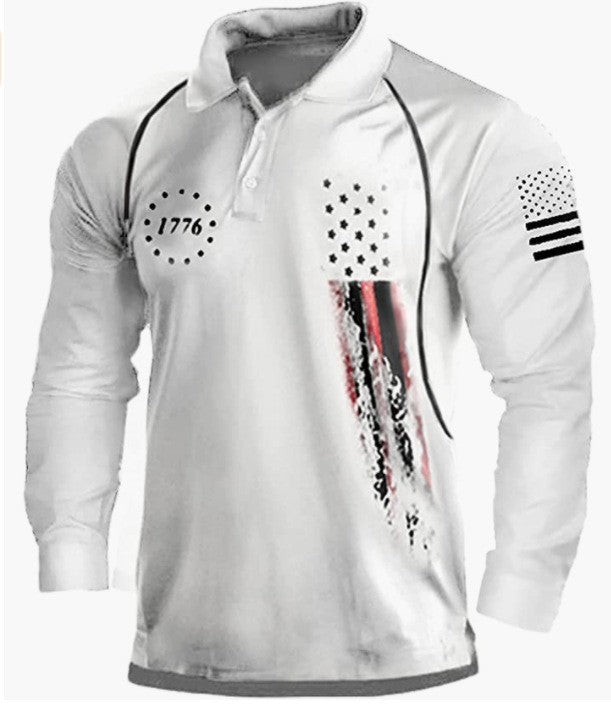 Men's long sleeve polo shirt with a patriotic design and a functional fit Amarae