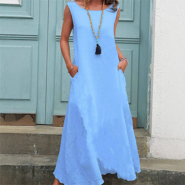 Lune London fluid maxi dress for women with side pockets