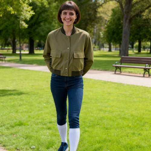 Women's bomber jacket with large practical pockets and elastic cuffs Amarae