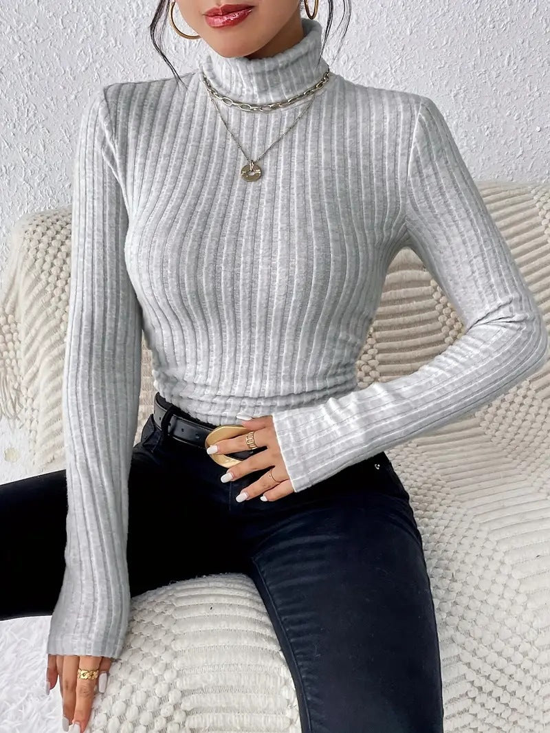 Lune London women's long sleeve ribbed turtleneck sweater