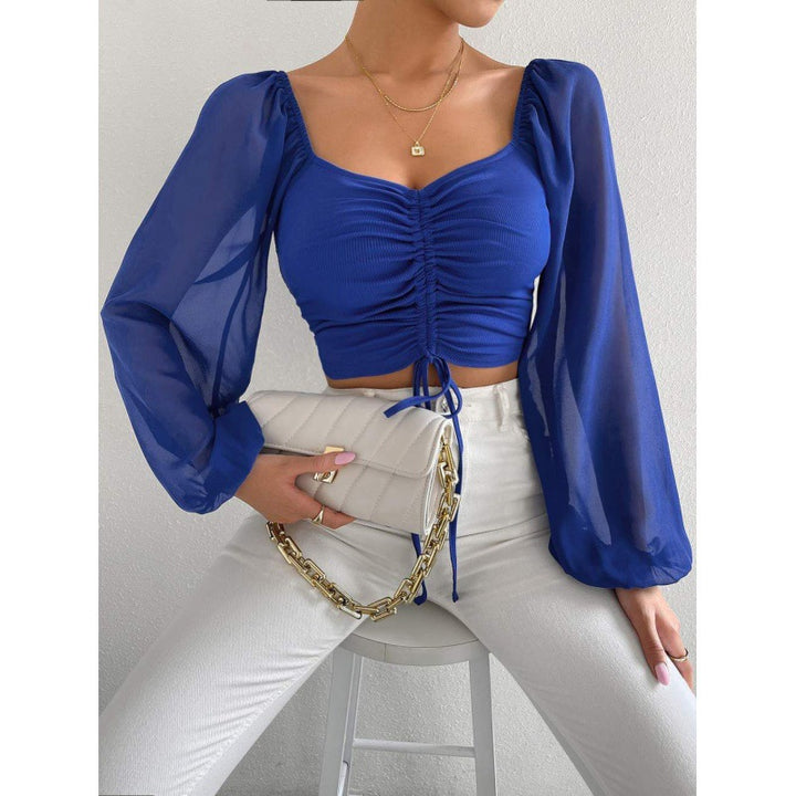 Trendy top for women with ruffles and long puff sleeves Lune London