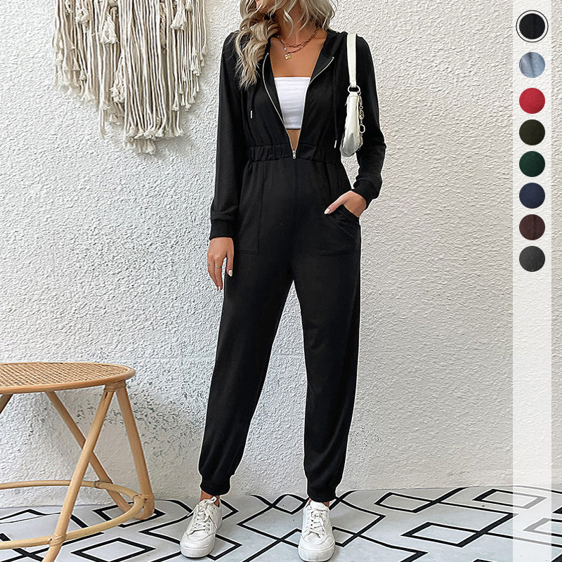 Ladies fashionable jumpsuit with stylish zipper and practical pockets Lune London
