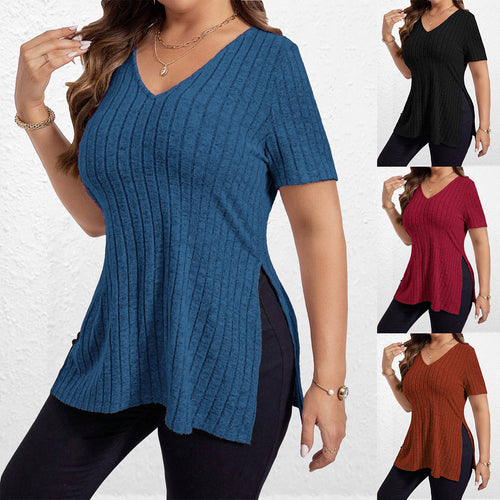Chic Textured V Neck Women's Tunic and Style