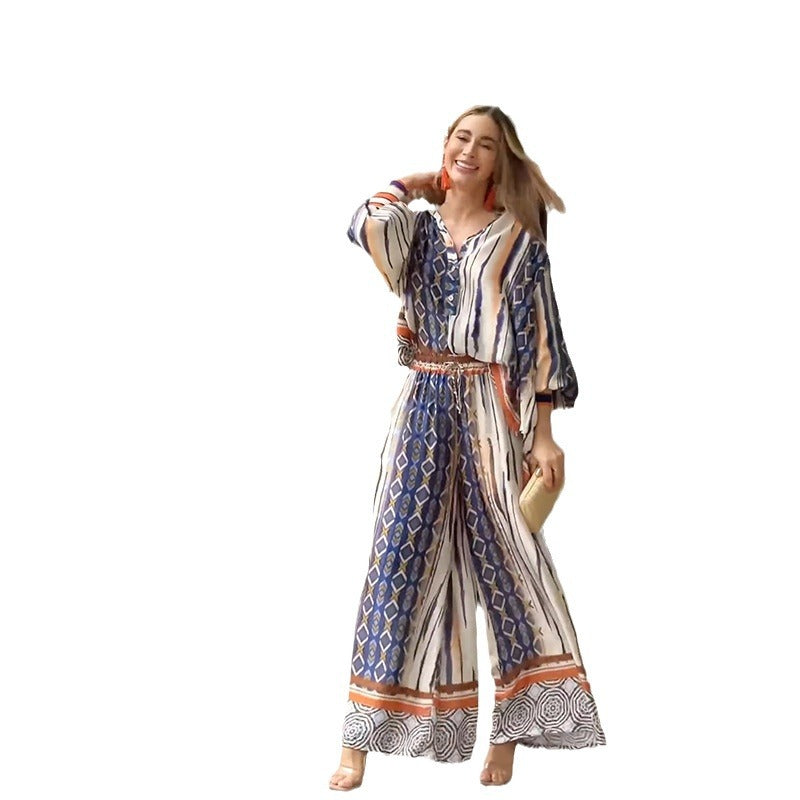 Elegant maxi dress for women with a modern graphic pattern and a fitted bust area Lune London