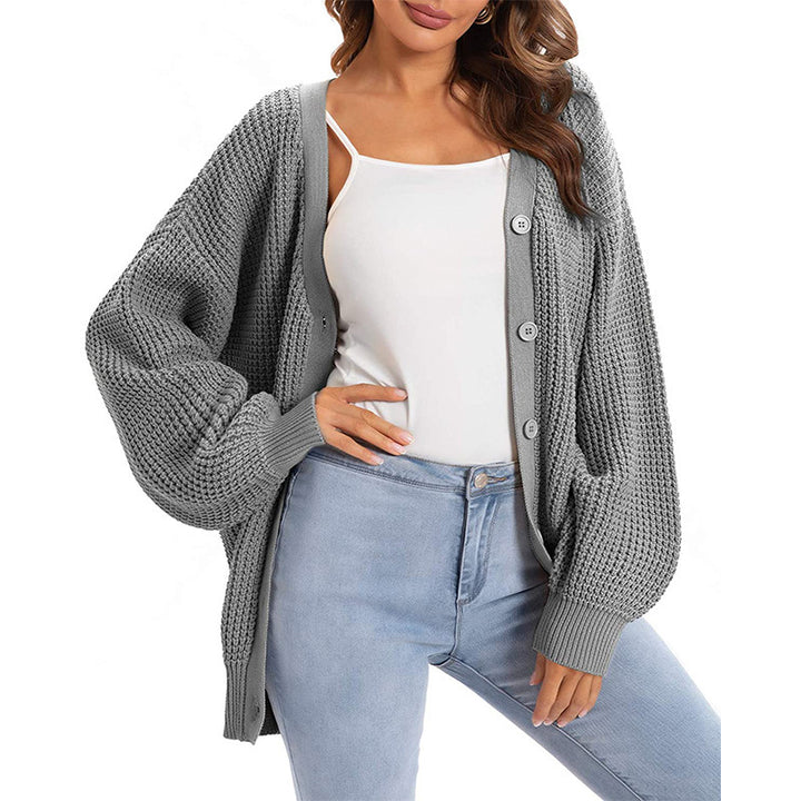 Ladies chunky knit cardigan with drop sleeves Lune London