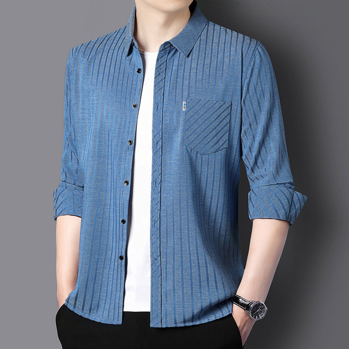Casual long-sleeved shirt for men with modern striped pattern Lune London