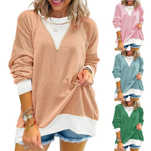 Casual sweater for women in structured material with V-neck Amarae