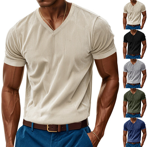 Men's short sleeve knitted V neck T-shirt Amarae