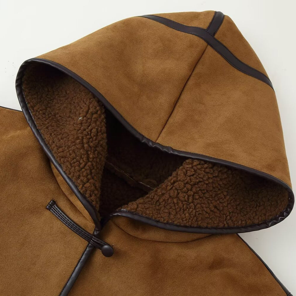 Veste élégante en simili cuir pour femmes avec capuche et doublure chaude Chic & Stil