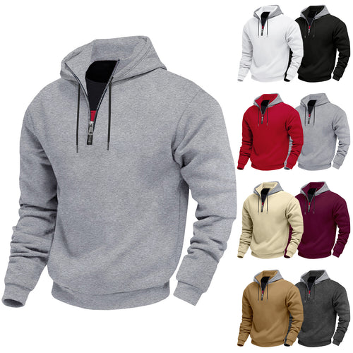 Men's hooded sweatshirt with half zipper and internal drawstring Amarae