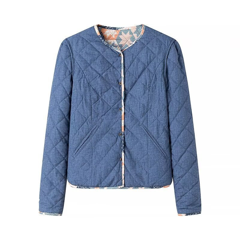 Veste matelassée de mode pour femme avec motif floral et poches pratiques