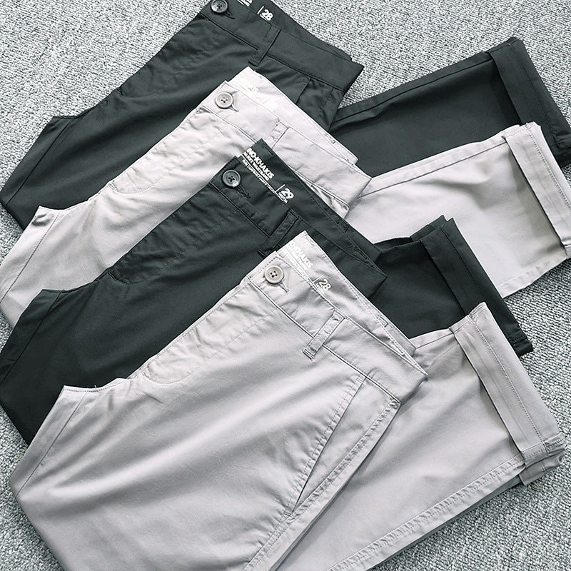 Men's Slim-Fit Chino Pants with Tapered Leg and Rolled Hem Amarae