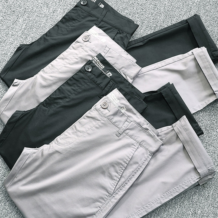 Men's Slim-Fit Chino Pants with Tapered Leg and Rolled Hem Amarae