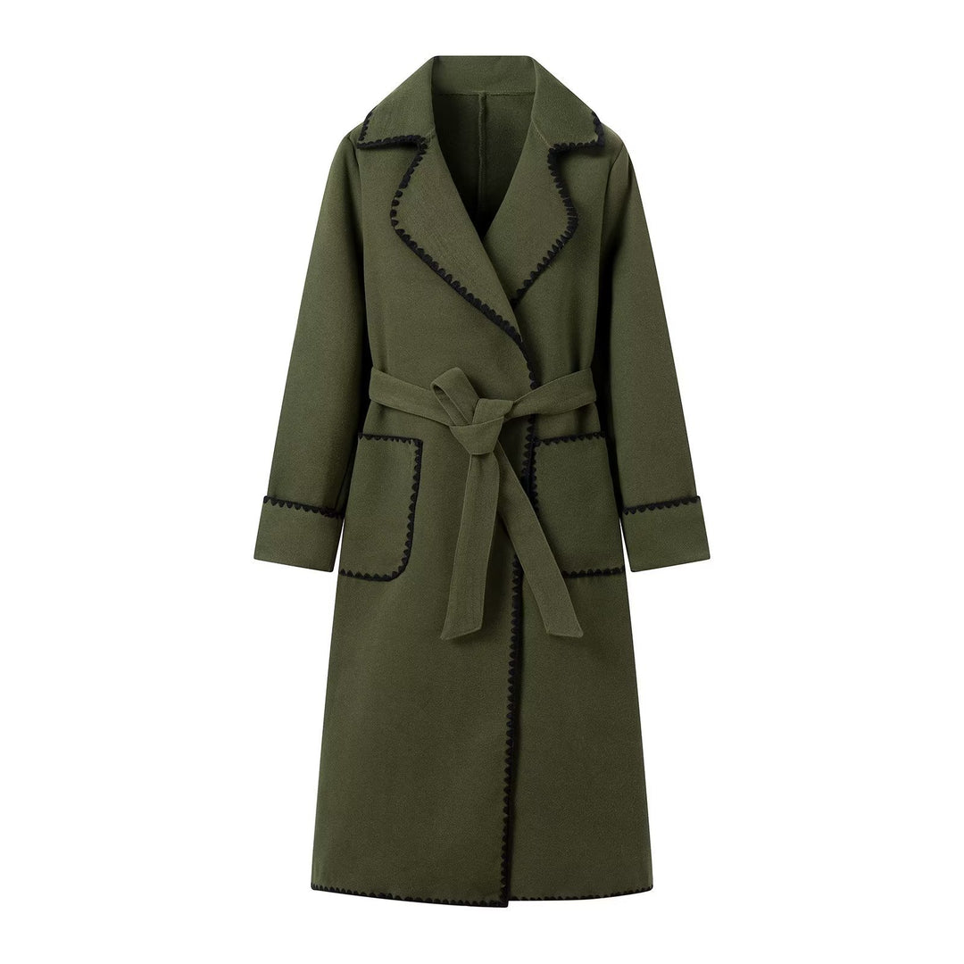 Elegant transitional jacket for women with decorative belt and high-quality pockets Lune London
