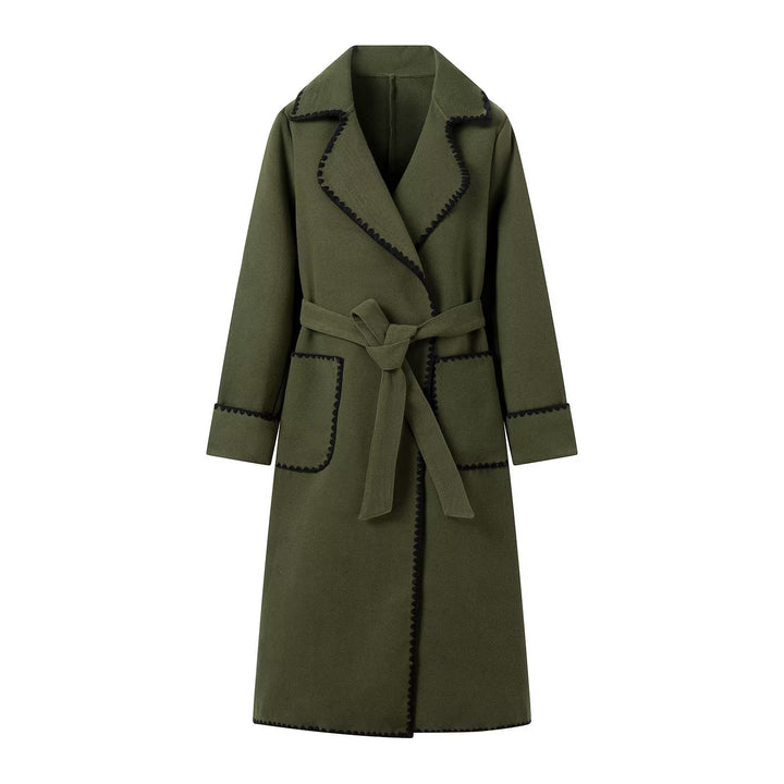 Elegant transitional jacket for women with decorative belt and high-quality pockets Lune London