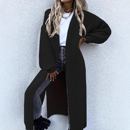 Ladies Long Knit Cardigan with Open Edges Amarae