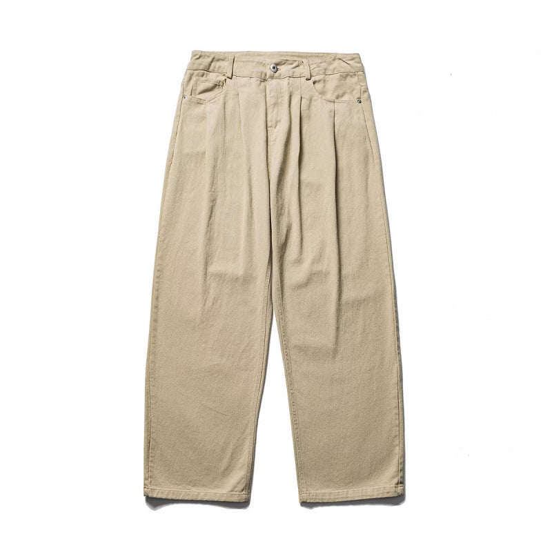 Men's wide pleated trousers in relaxed fit made of cotton twill Amarae