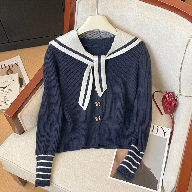 Cardigan féminin avec col nautique et boutons décoratifs Chic & Stil