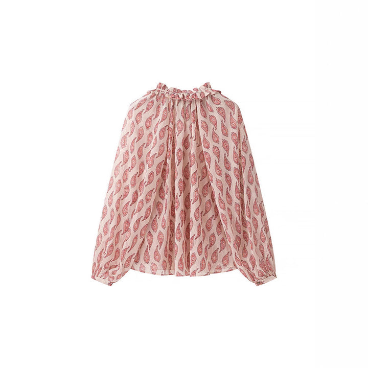 Women's chiffon blouse with ruffle collar and paisley print Amarae