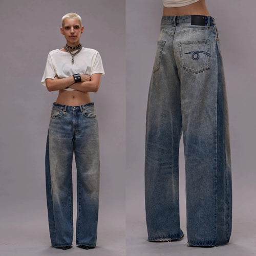Chic and Stylish Women's Baggy Jeans with Two-Tone Effect