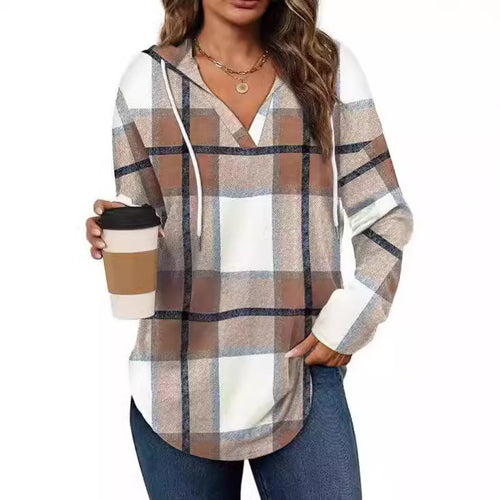 Casual plaid shirt for women with hood Amarae