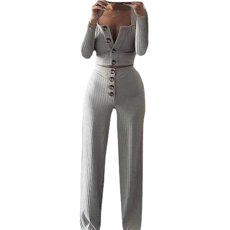 Knitted set for women with button detail Lune London