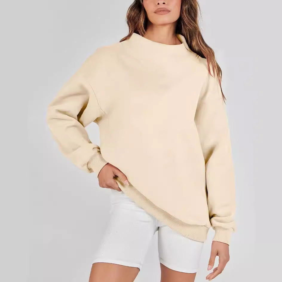 Oversized sweatshirt for women with high collar and side slits Lune London