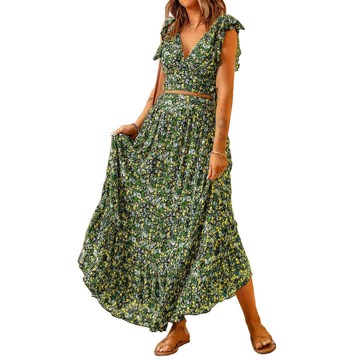 Maxi dress for women with a floral design and delicate ruffle details Lune London