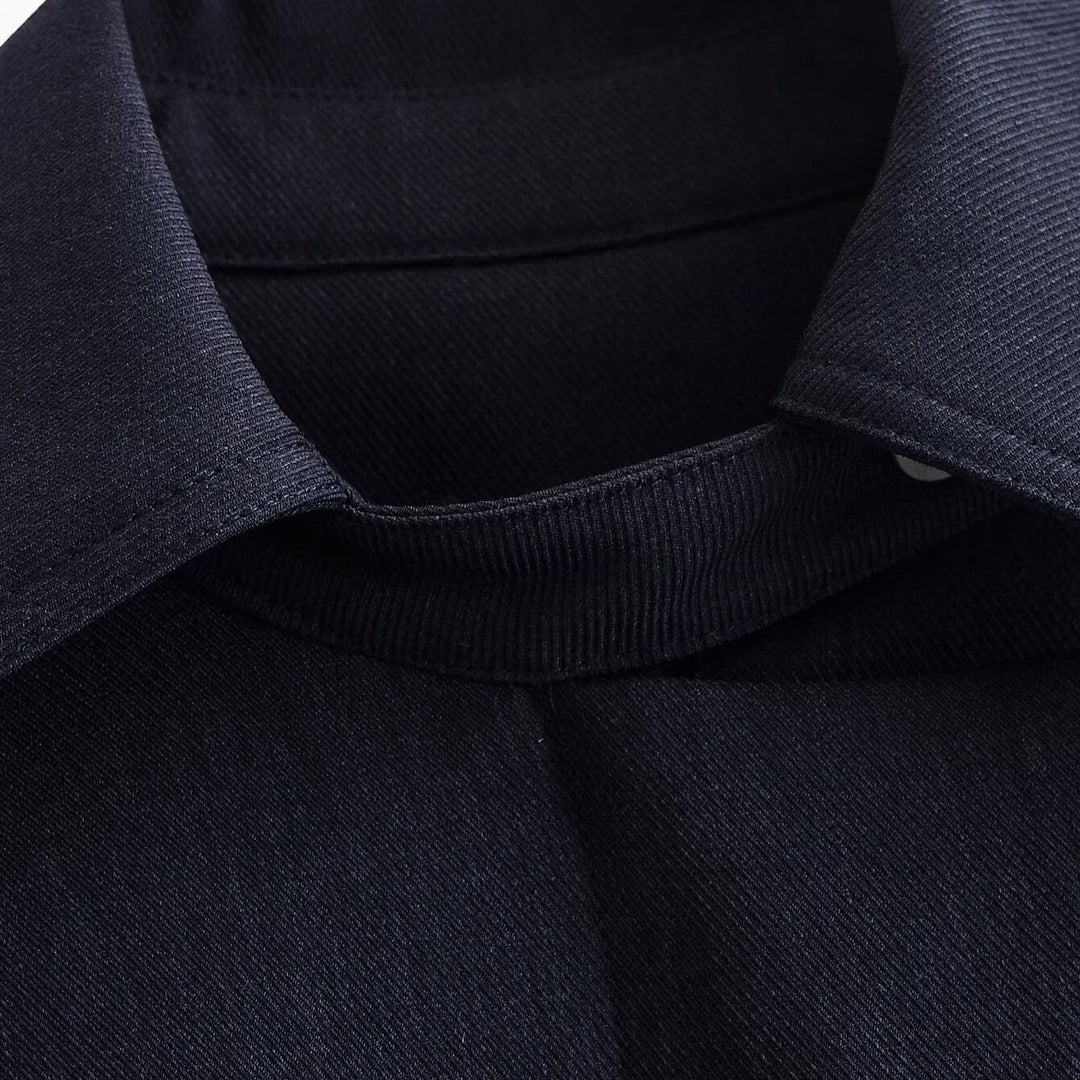 Women Boxy-Cropped Shirt Jacket with concealed placket and elastic hem Amarae