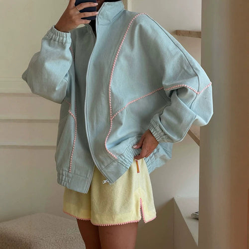 Women's Terry Loungewear Set with Zip Jacket, Oversized Cut & Pom Pom Trim Amarae