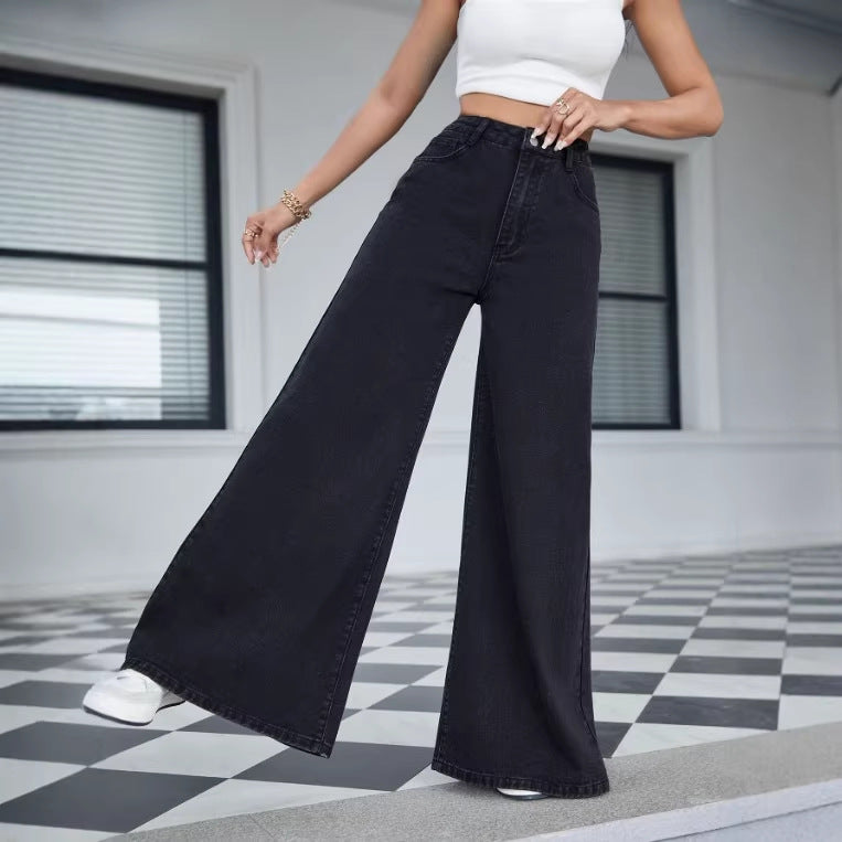 Ladies High-Waisted Ultra-Wide Palazzo Jeans made of Denim with Wide Leg Amarae