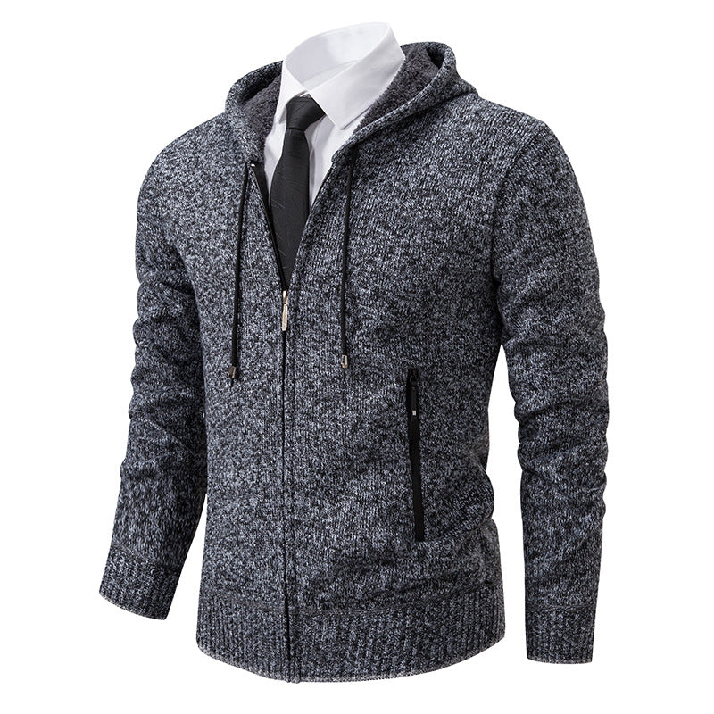 Men's knitted jacket with hood and soft inner lining Lune London