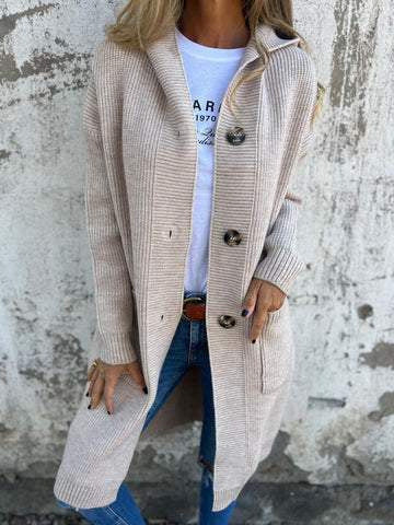 Ladies long cardigan with hood and pockets Lune London