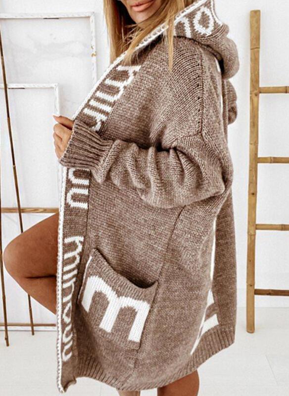 Ladies Oversize Knit Coat with Practical Pocket Design Lune London