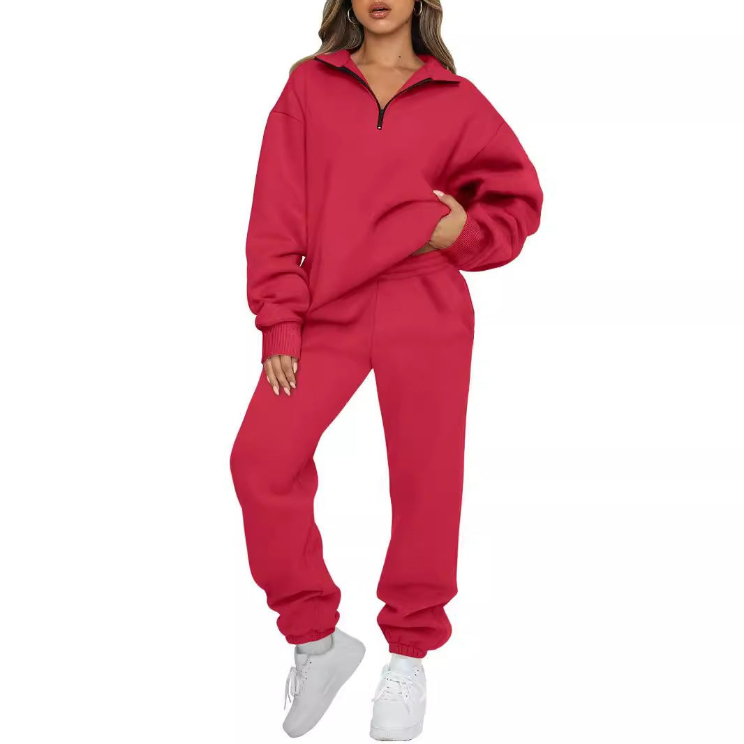 Ladies Cozy Leisure Set with High Collar and Zipper Lune London