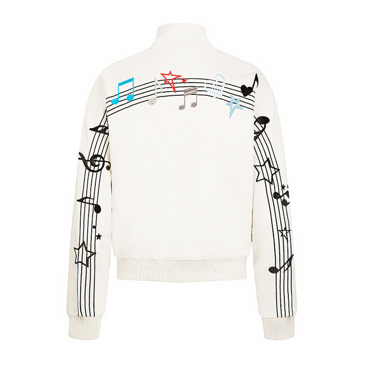 Women’s cropped stand-up collar sweat jacket with note and star embroidery Amarae